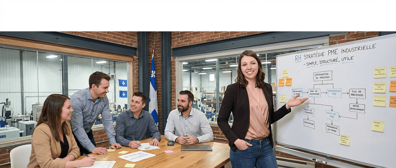 Professionnels discutant dans un bureau moderne